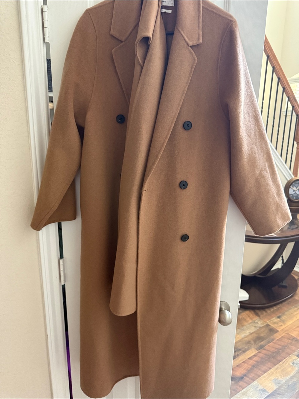 Mango Double-Breasted Camel Trench Coat - Picture 3 of 6